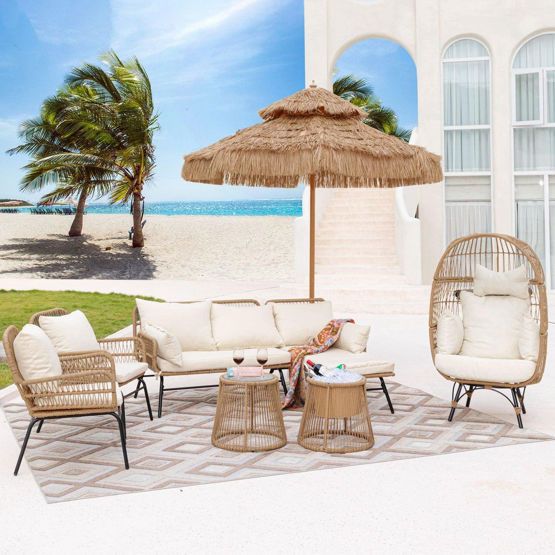 Patio Bohemian Sofa Set With Table-6 Piece