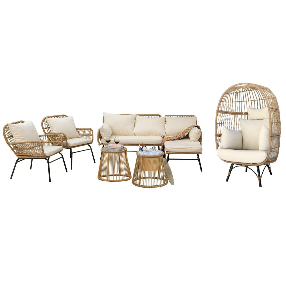 Patio Bohemian Sofa Set With Table 6 Seater 7 Piece