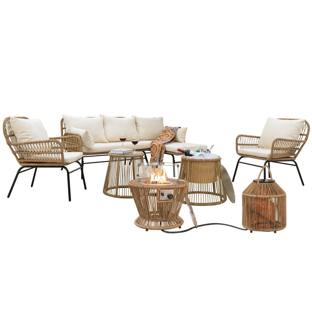 Patio Bohemian Sofa Set With Table-6 Piece