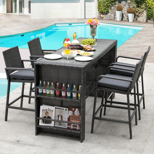 Nicesoul outdoor furniture bar height sets, patio dining table, high top chair 4 Seater 5 Pieces