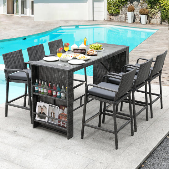 Nicesoul outdoor furniture bar height sets, patio dining table, high top chair 6 Seater 7 Pieces