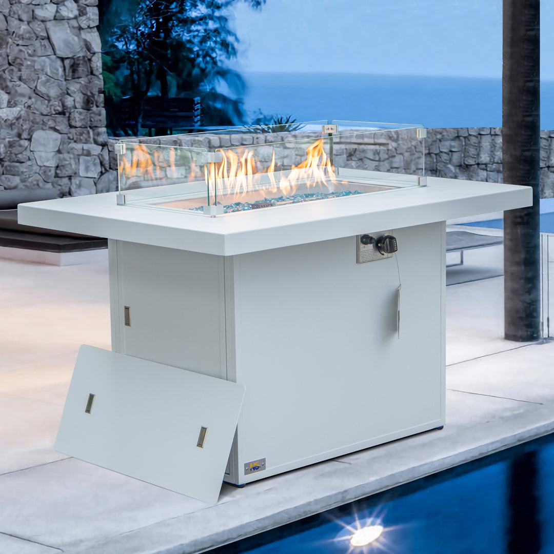 La Jolla Fire Pit Table in White - Nicesoul Furniture