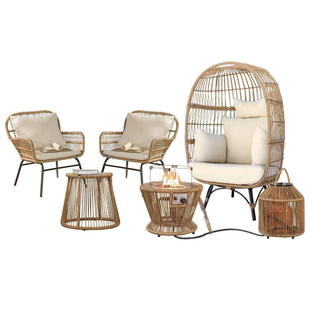 Patio Bohemian Sofa Set With Table-3 Piece