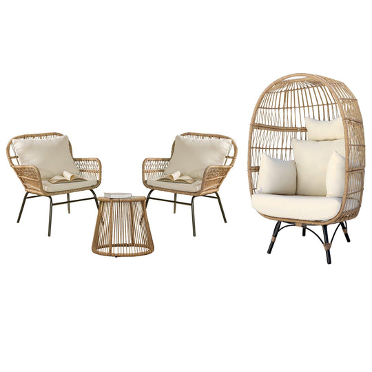 Patio Bohemian Sofa Set With Table-3 Piece