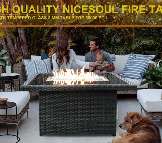 Eden Fire Pit Table in Charcoal - Nicesoul Furniture