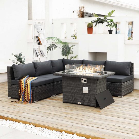 Eden Fire Pit Table in Charcoal - Nicesoul Furniture