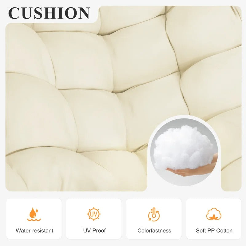 Open-Box Oversized Outdoor Papasan Rocking Chair with Cushion