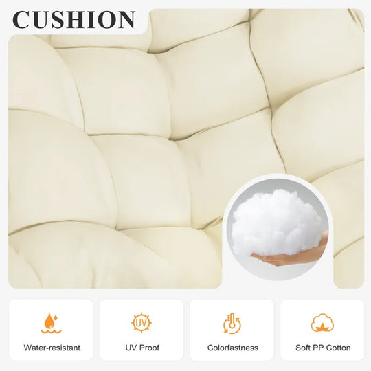 Open-Box Oversized Outdoor Papasan Rocking Chair with Cushion