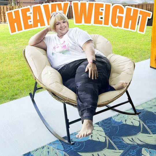 Open-Box Oversized Outdoor Papasan Rocking Chair with Cushion
