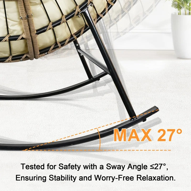 Open-Box Oversized Outdoor Papasan Rocking Chair with Cushion