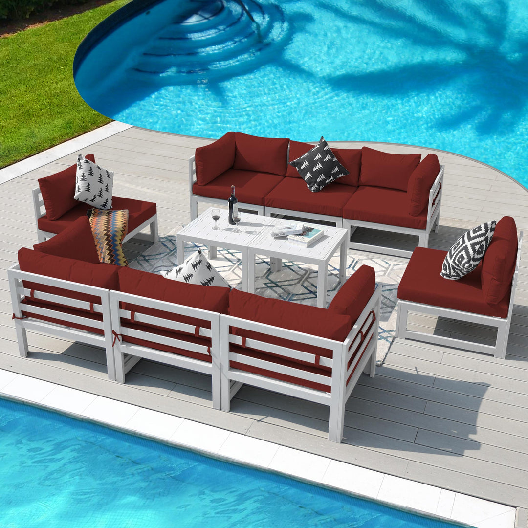 Patio Aluminum Sofa Set With Table-10 Piece