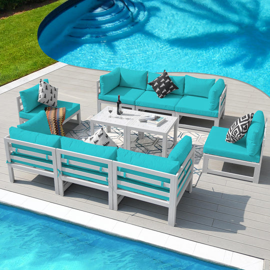 Patio Aluminum Sofa Set With Table-10 Piece