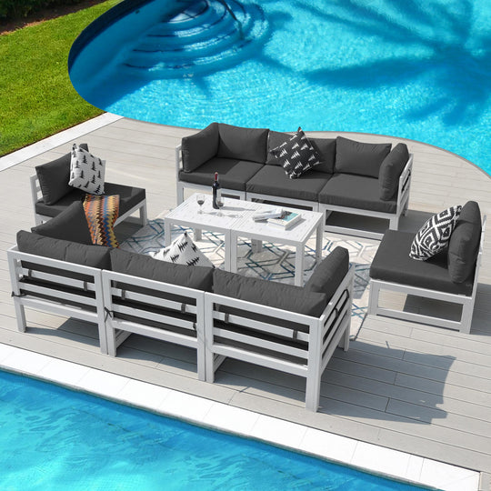 Patio Aluminum Sofa Set With Table-10 Piece