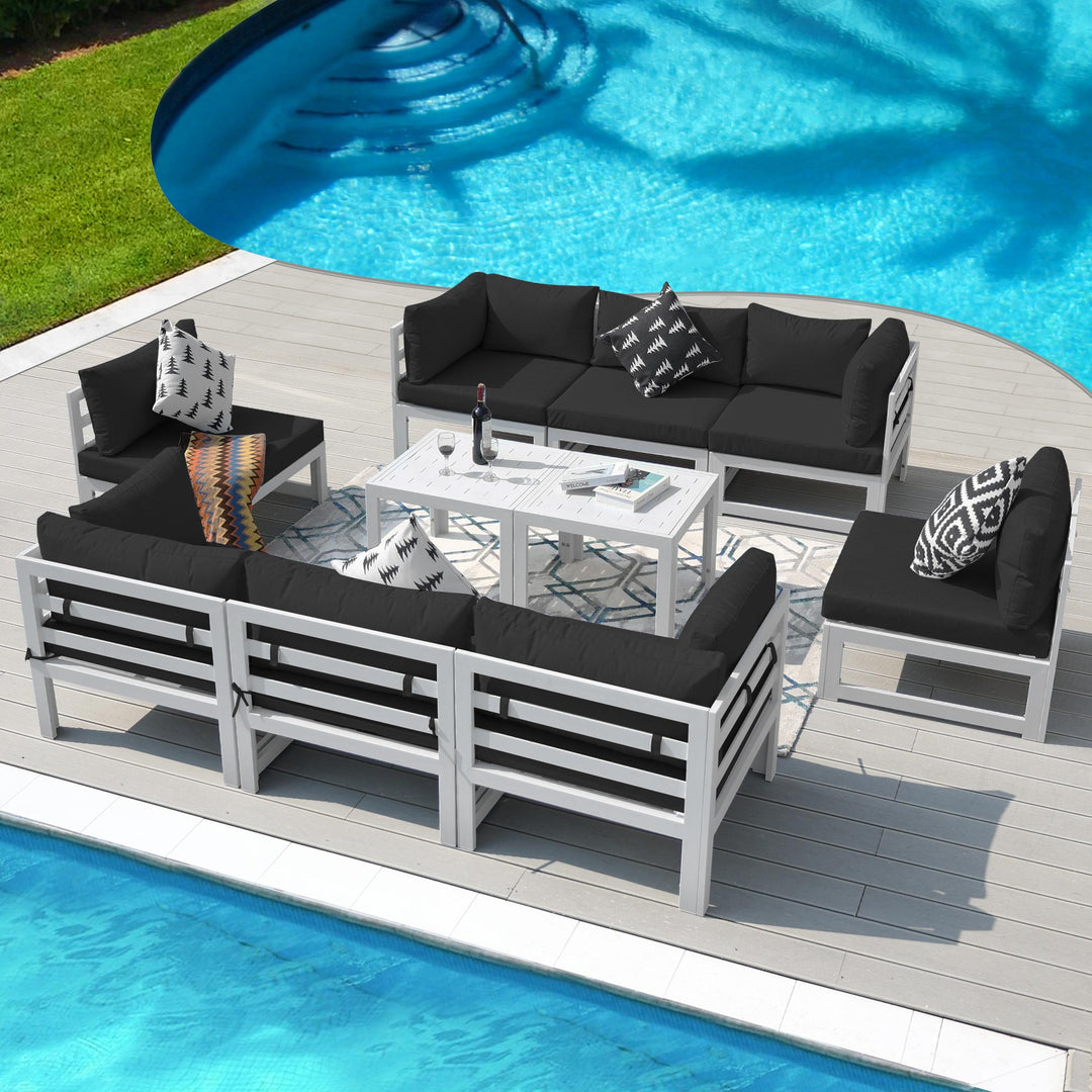 Patio Aluminum Sofa Set With Table-10 Piece