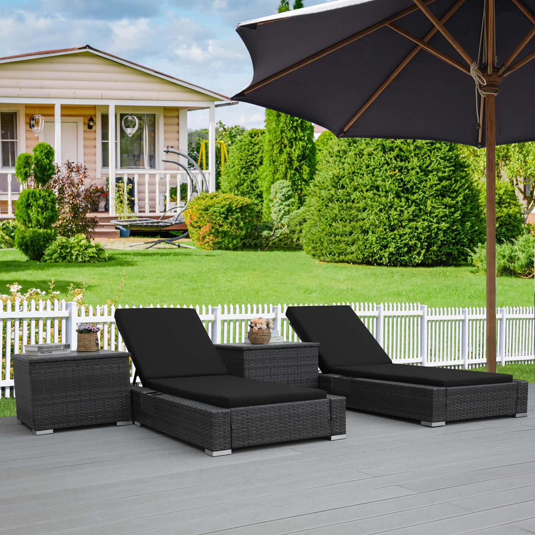 Nicesoul Furniture Outdoor Chaise Lounge Set with Table and Cushions