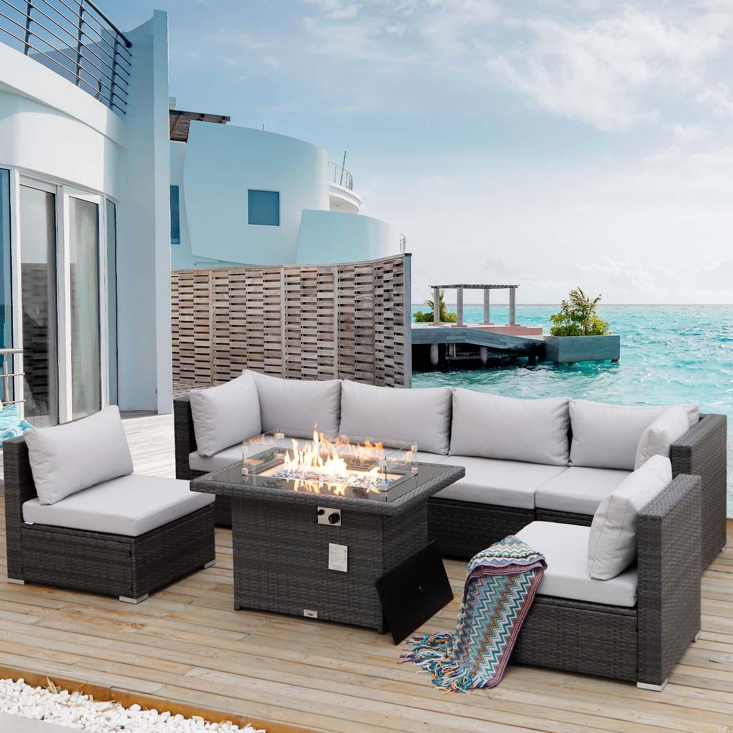 Garden sofa with fire pit table 2025