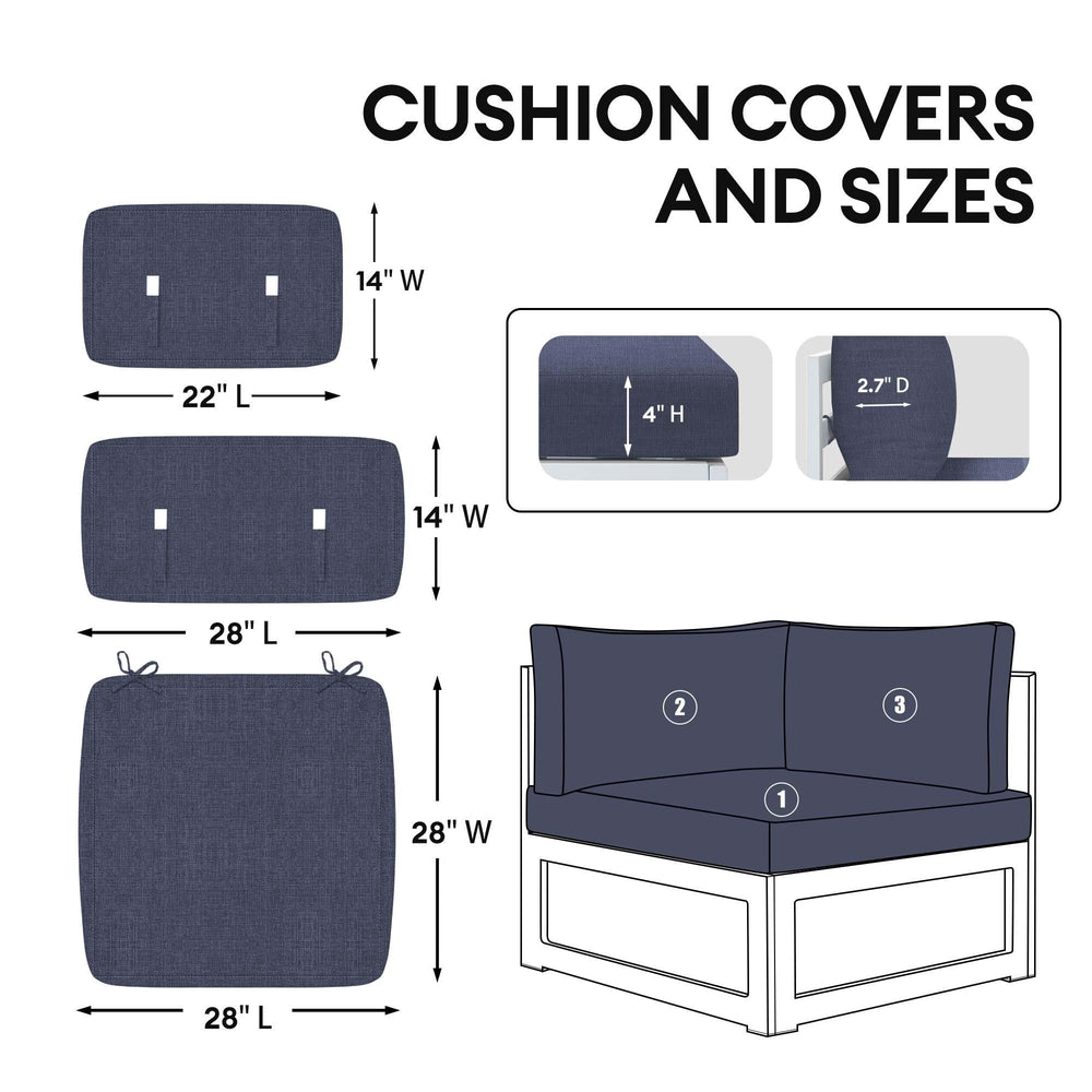 Aluminum Sofa Cushion Cover Set For 6 Seat