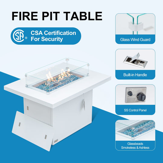 La Jolla Fire Pit Table in White - Nicesoul Furniture