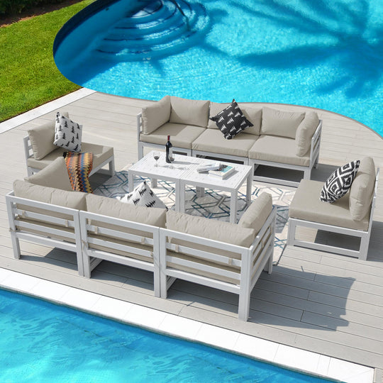 Patio Aluminum Sofa Set With Table-10 Piece