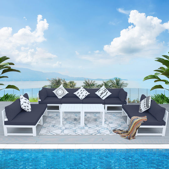 Patio Aluminum Sofa Set With Table-10 Piece